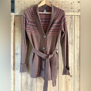 Patagonia Women's fair isle wool brown and orange cardigan sweater